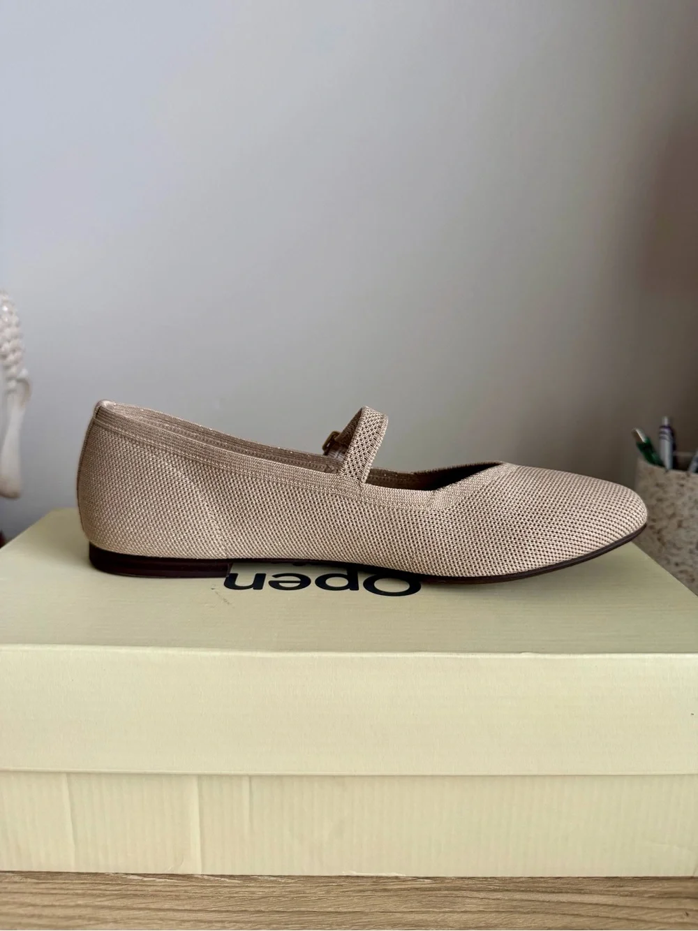 Open Edit Women's Mary Jane Flats in Light Beige